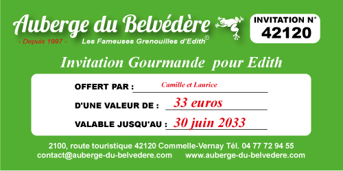 Bon cadeau Auberge du Belvédère