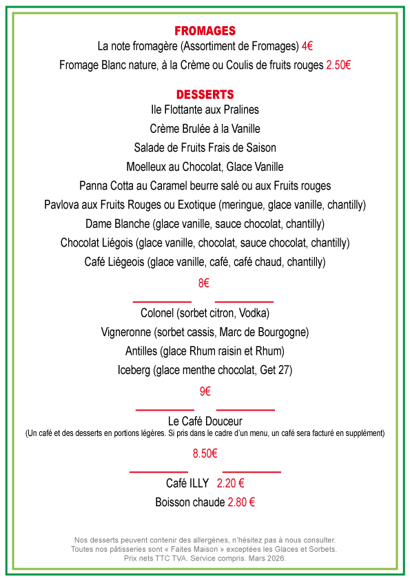 Fromages et Desserts