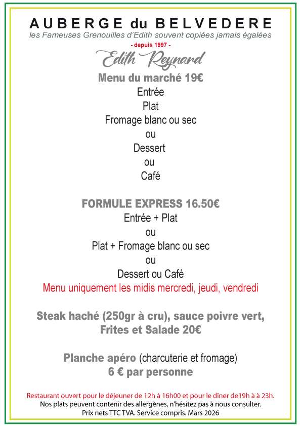 Menu du Marché - 19€