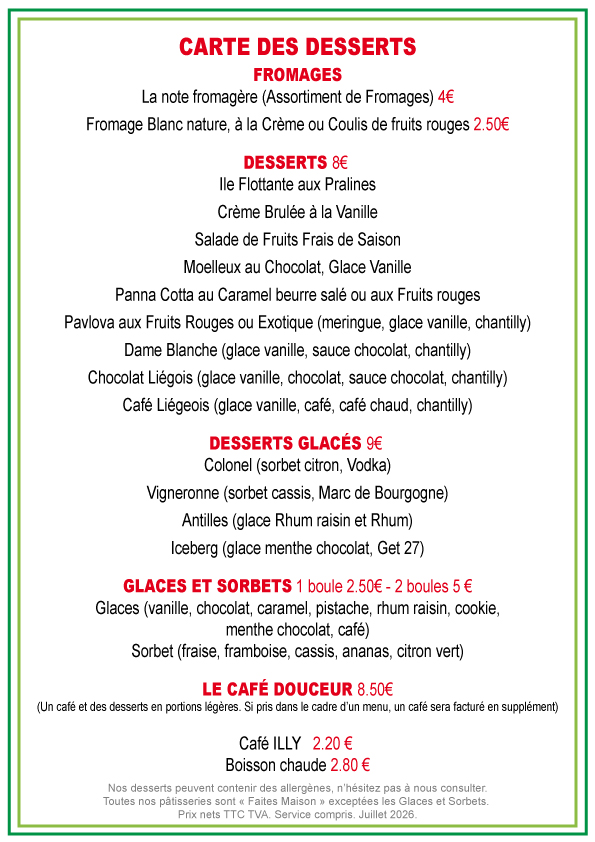 Fromages et Desserts